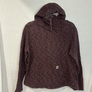 Carhartt Women's Relaxed Fit Heather Maroon Hoodie Jacket Size Large 12-14